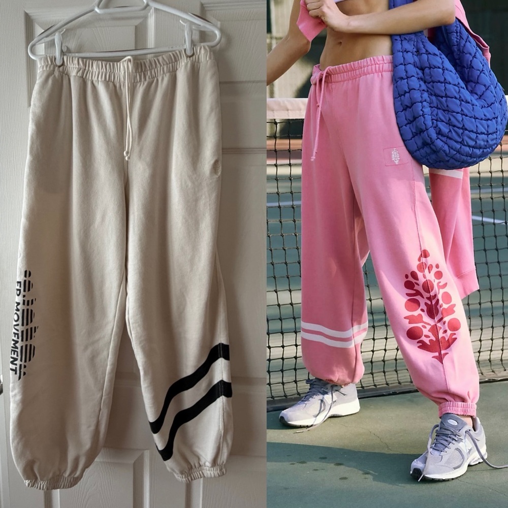 FP Movement by Free People Cream and Pink Joggers